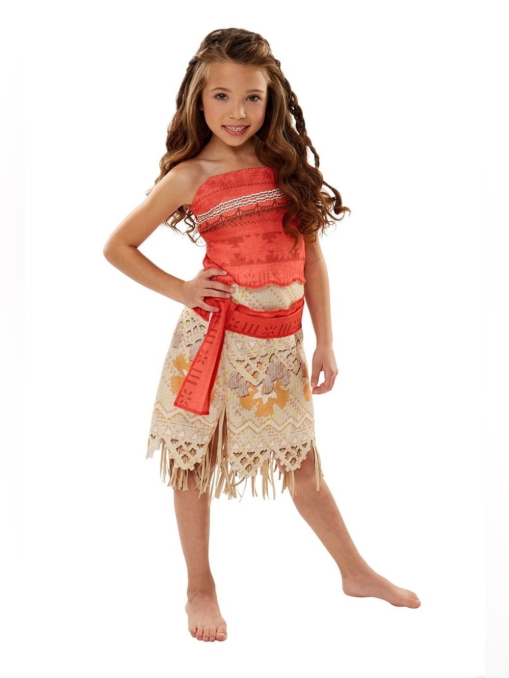 Disney Girls Moana Coral and Cream Island Princess Costume size 4-6
